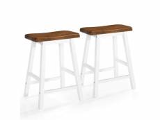 Lot de deux tabourets de bar design chaise siège bois massif helloshop26 1202055