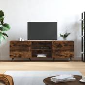 Meuble TV,Banc tv chêne fumé 150x30x50 cm bois d'ingénierie