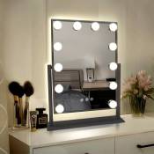 Miroir de Courtoisie Eclairé avec Ampoules led Intensité Réglable 18 w et Touch Control Design, Style Hollywood, Miroir Maquillage Lumineux avec