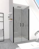 Paroi de douche à portes pivotantes SALOON - Noir - 80 x 200 cm