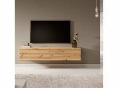 Pavas - meuble tv 140 cm chêne artisan à lamelles