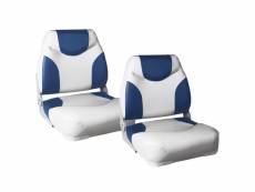 [pro.tec] siège pilot de bateau chaise de bateau assise de bateau similicuir métal plastique bleu et blanc 425 x 410 x 500 mm