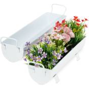 Relaxdays - Balconnière gouttière pot de fleurs métal jardinière zinc jardin bac à fleurs déco set de 2, blanc