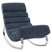 Rocking chair design en tissu effet velours bleu et acier chromé taylor - Bleu foncé