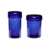Set de 2 pots en verre bleu