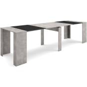 Skraut Home - Table console extensible, Console meuble, 300, Pour 14 personnes, Table à Manger, Style moderne, Ciment