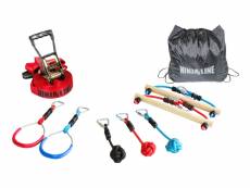 Slackers - set apprentissage ninja line | parcours de 11 mètres avec 7 accessoires suspendus - sangle utilisable comme slackline