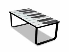 Table basse de salon salle à manger design verre musique piano 90 x 45 cm noir helloshop26 0902026