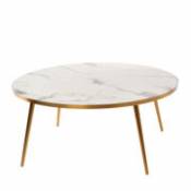 Table basse / Ø 80 x H 35 - Aspect marbre - Pols Potten blanc en plastique