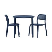 Table bistrot et 2 chaises en aluminium bleu océan