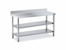Table inox de travail adossée avec 2 étagères - gamme 900 - distform - acier inoxydable
