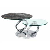 Table olympe à plateaux pivotants en verre et céramique anthracite - gris
