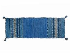 Tapis moderne kansas, style kilim, 100% coton, bleu, 200x60cm 8052773468473