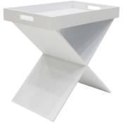The Home Deco Factory - Table d'appoint croisillons avec plateau amovible - Blanc