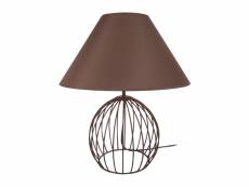 Tosel-ball - lampe a poser acier marron 1xe27 - abat-jour empire tissu marron - lo45xla45xh44 cm; marron