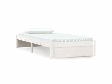 Vidaxl cadre de lit blanc bois massif 90x190 cm simple
