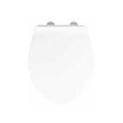 Wenko - Abattant wc avec frein de chute easy close Orani Premium, fixation inox 'fix clip', Duroplastique, surface antibactérienne, 38x44 cm, Blanc