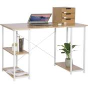 Woltu - Bureau d'ordinateur.Table de bureau en acier. Table de travail avec étagères.120x60x75cm.chêne clair