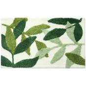 Xinuy - Tapis de bain vert avec dos antidérapant feuilles