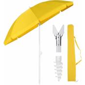 180 cm Parasol Plage Avec Support de Parasol & Housse de Protection Pour Jardin & Piscine Rond upf 50+ Anti Vent, Jaune - Sekey