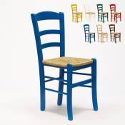 Ahd Amazing Home Design - Chaise de cuisine salle à manger bar et restaurant en bois et assise en paille Paesana Couleur: Turquoise