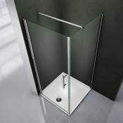 Aica Sanitaire - Porte de douche pivotante avec paroi de douche 90x90x195 cabine de douche avec le receveur 90x90x3 cm