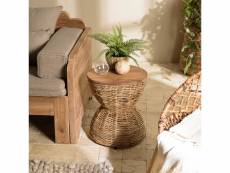 Alida - tabouret marron assise en bois de teck recyclé
