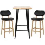 Aqrau - Table de salle à manger de style industriel de bar en fer forgé de cuisine table à manger haute (bois naturel) 60 60 110cm