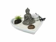 Atmosphera - jardin zen coeur bouddha sur un plateau avec décoration