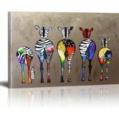 Banksy Toile Tableau Zebra Herd Colourful Rears Street