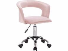 Chaise de bureau avec accoudoirs en velours rose helloshop26