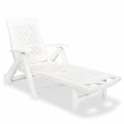 Chaise longue en pvc avec repose pied - Blanc - 72 x 195 x 101 cm