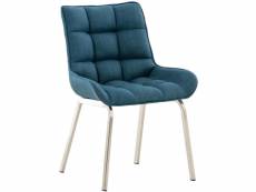 Chaise saranda en tissu avec piètement en métal noir ou acier inoxydable , bleu/acier inoxydable