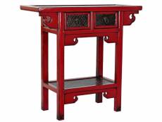 Console table console en métal et orme coloris rouge et marron foncé - longueur 85 x profondeur 35 x hauteur 80 cm