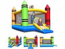 Costway château gonflable avec trampoline toboggan gonflable motif crayon, escalade ideal pour 2-3 enfants 263x350x226cm (crayon sans souffleur)