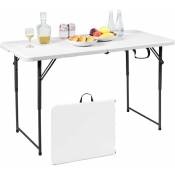 Costway - Table Pliante en Plastique, pour Camping Jardin Cuisine Matériaux HDPE,122 x 61 x 72 CM,Blanc