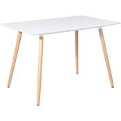 Dripex Table à manger rectangulaire en bois design scandinave pour 4 à 6 personnes, blanche 110 x 70 x74 cm (table à manger uniquement)
