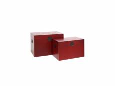 Duo de coffres rouge meuble chinois - pekin - l 58 x l 38 x h 34 cm - neuf