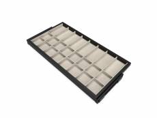 Emuca kit de tiroir d'organisation avec glissières à fermeture douce pour armoire, réglable, module 900mm, noir texturé et gris pierre 7028854