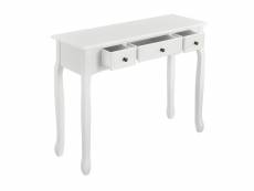 [en.casa] table console table d'entrée table de salon vintage avec 3 tiroirs mdf pieds en pin boutons en métal alliage de zinc blanc 78 x 100 x 35 cm