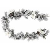 Fééric Lights And Christmas - Guirlande artificielle Sapin avec déco Fleurs , Pommes de pin et Baies l 200 cm - Feeric Christmas - Blanc