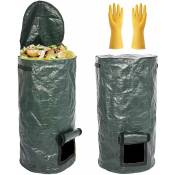 Groofoo - 2 Pièces Sacs de Compost - Bacs de Compost de pe de Fermentation Organique écologique,Sacs pour Déchets de Cuisine de Jardin,avec Gant (2