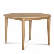 Hellin - Table ronde bois D115 cm avec 1 allonge et Pieds fuseau - victoria - Chêne