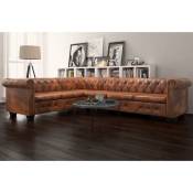 INLIFE Canapé d'angle Chesterfield 6 Places Cuir artificiel