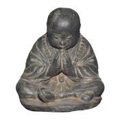 Jardinex - Statue jardin moine bouddhiste assis (grand format) - Gris 30 cm - Gris