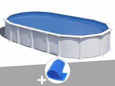 Kit piscine acier blanc gré atlantis ovale 10,20 x 5,75 x 1,32 m + bâche à bulles
