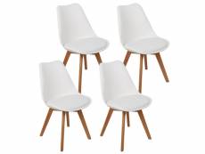 La chaise longue, chaise de café, chaise de salle à manger, lot de 4, blanc