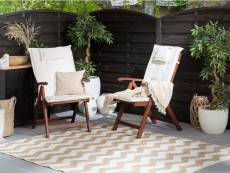 Lot de 2 chaises de jardin avec coussins blanc cassé toscana 236140