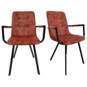 Meubletmoi Lot de 2 fauteuils en velours rouge et piètement