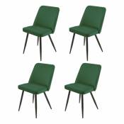 Meubletmoi - Lot de 4 chaises en velours vert avec